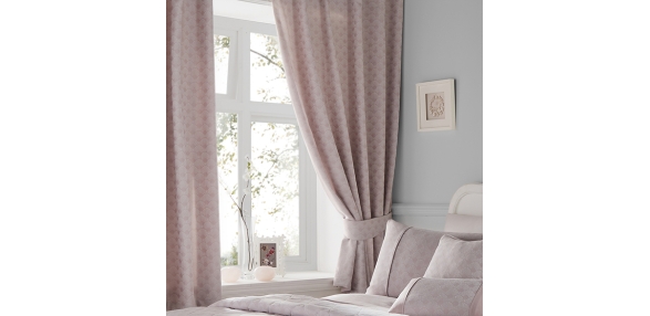 Nouveau Fan Blush - Lined Pencil Curtains with Tie-backs