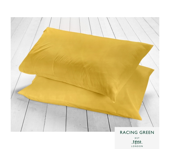 Racing Green - Ochre - Pair of Housewife Pillowcases