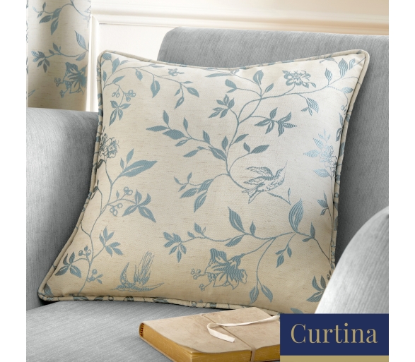 Bird Trail -  Duck Egg Filled Cushion