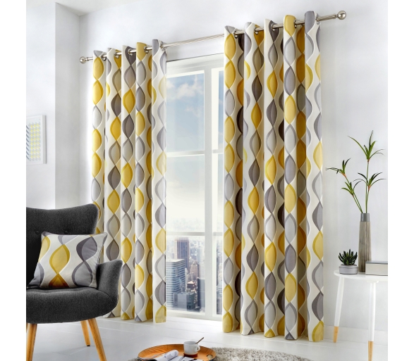 Lennox - Grey / Ochre Curtains