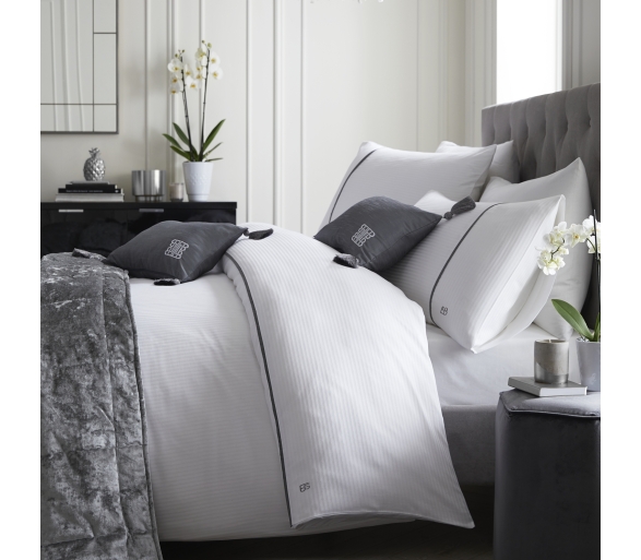 Savoy Stripe White Duvet Cover Set
