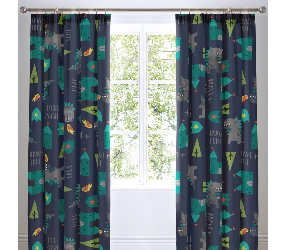 Dragon Kingdom - Pair of Pencil Pleat Curtains
