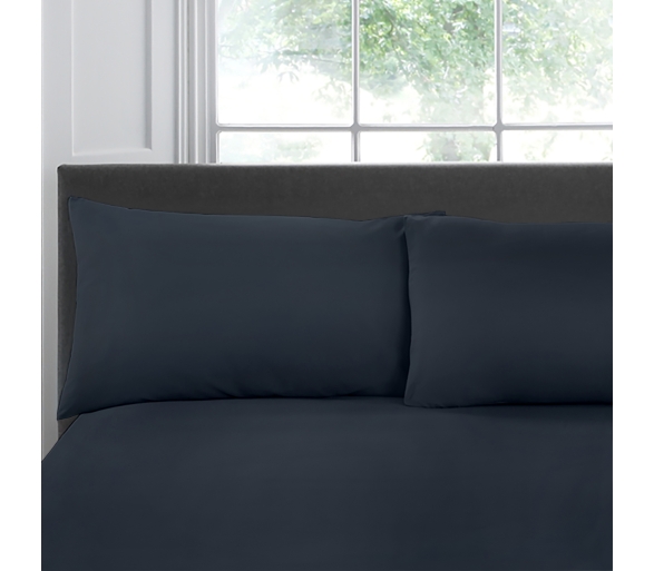 100% Cotton Pair of Housewife Pillowcases - Navy