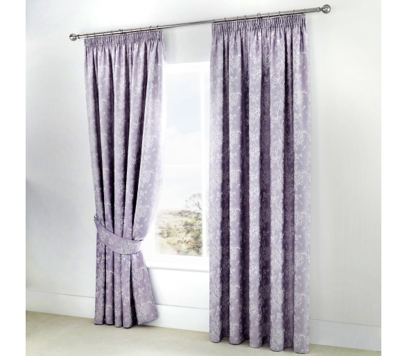 Jasmine Lavender Lined Pencil Curtains