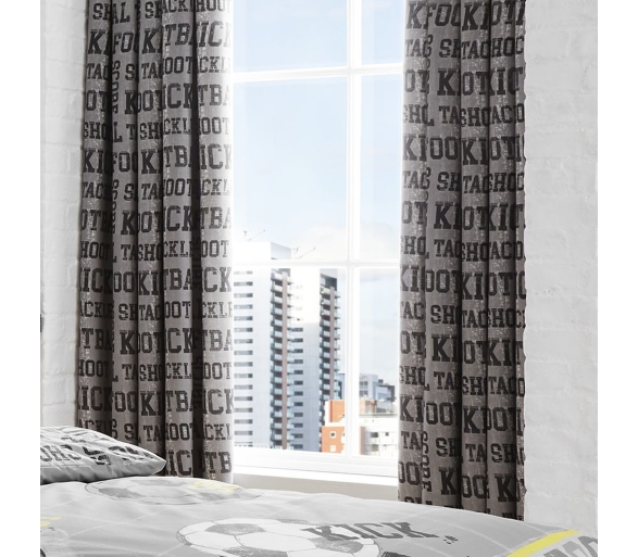 Football Grey Lined Pencil Pleat Curtains