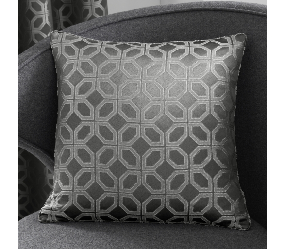 Oriental Squares - Charcoal Filled Cushion